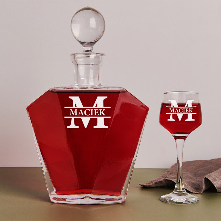 imię i nazwisko - zestaw: grawerowana karafka i kieliszki