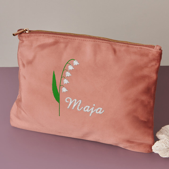 Imię konwalie - Kosmetyczka welurowa