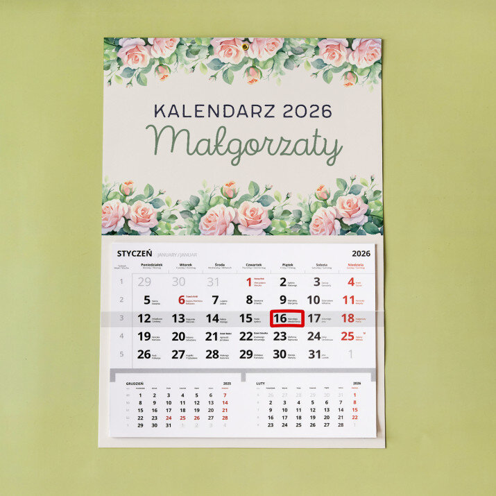 Imię kwiaty - Kalendarz jednodzielny