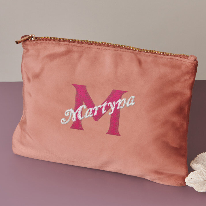 Imię z monogramem - Kosmetyczka welurowa