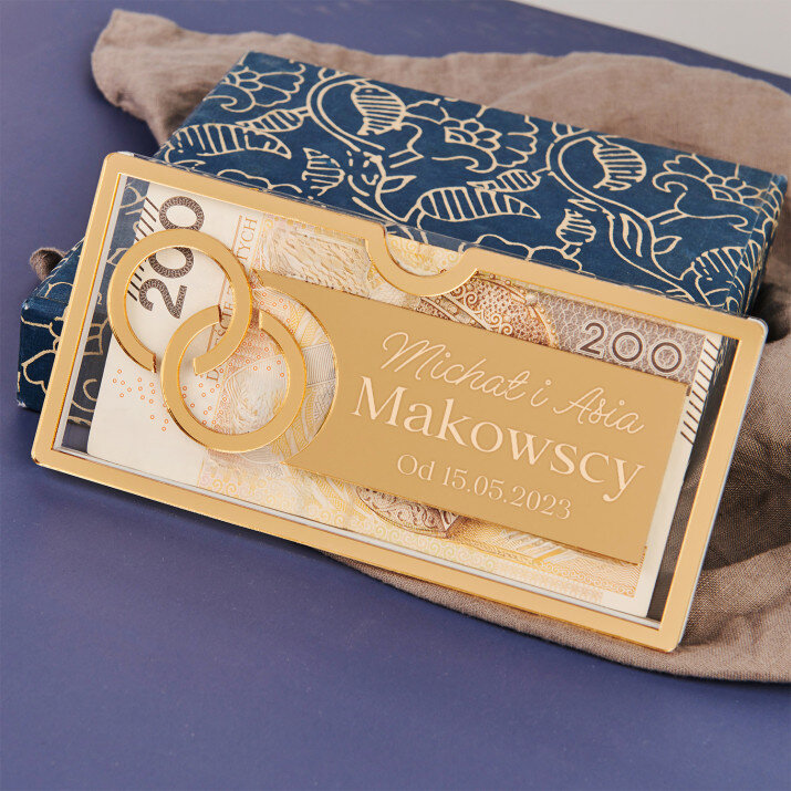 Imiona nazwisko data ślubu - Akrylowa koperta na pieniądze Ślub