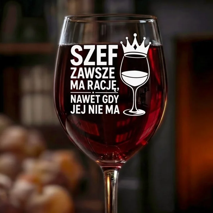 Kieliszek Do Wina Dla Szefa Prezent Dla Mężczyzny: Szef Zawsze Ma Rację Kieliszek Do Wina Dla Szefa Prezent Dla Mężczyzny: Szef Zawsze Ma Rację