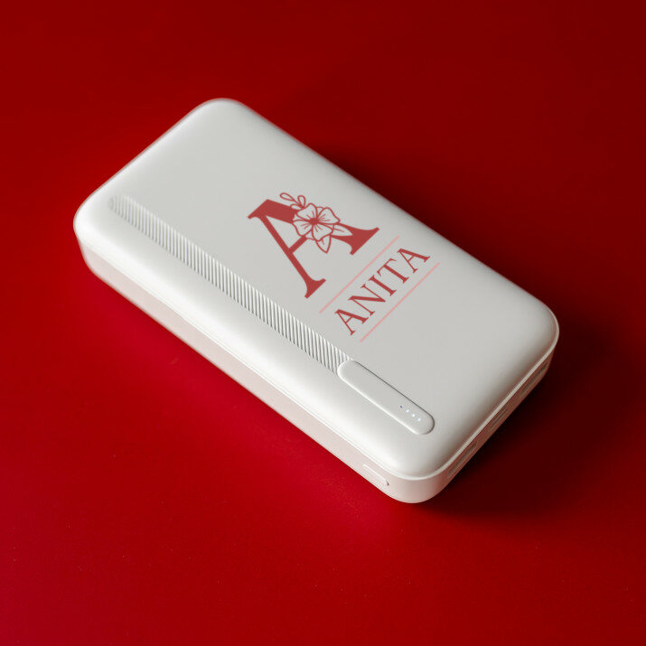 Inicjał imię floral - Powerbank z nadrukiem 20000 mAh