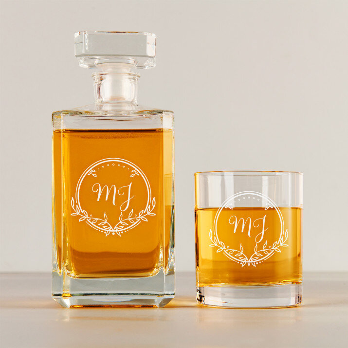 inicjały 2 - Zestaw Grawerowana Karafka 0,7 i Szklanki Do Whisky inicjały 2 - Zestaw Grawerowana Karafka 0,7 i Szklanki Do Whisky