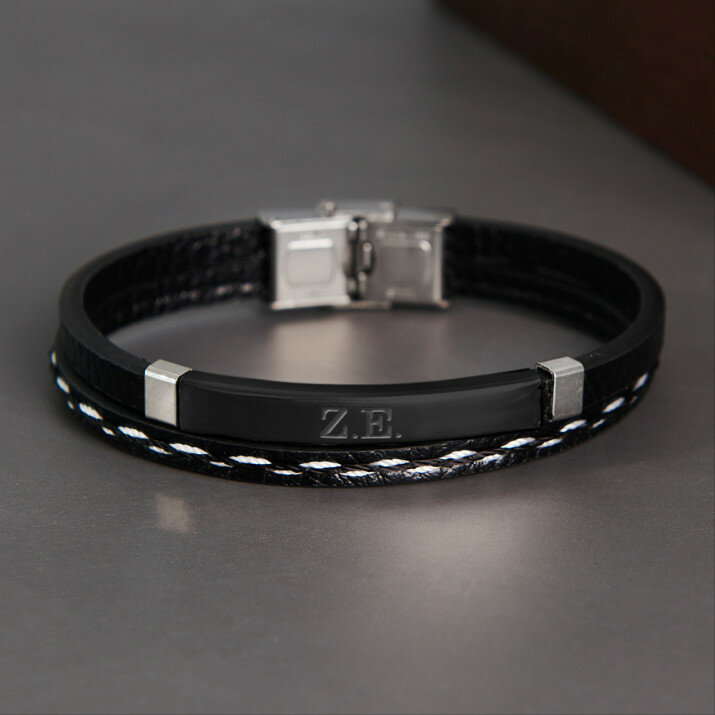 Inicjały - Bransoletka męska skórzana Inicjały - Bransoletka męska skórzana