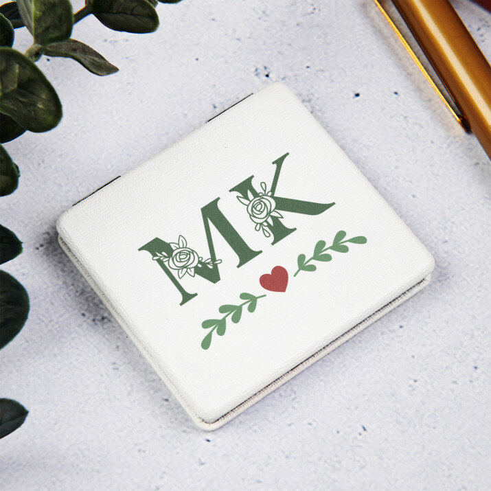 Inicjały floral - Lusterko kieszonkowe