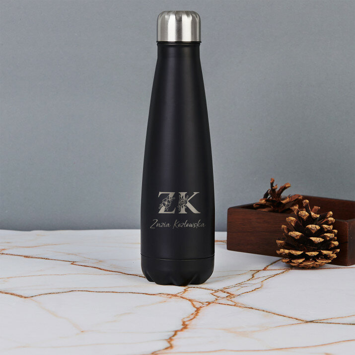 Inicjały imię nazwisko floral - Butelka na wodę 630 ml
