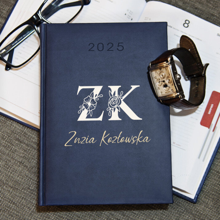 Inicjały imię nazwisko floral - Kalendarz 2025