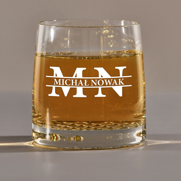 Inicjały z imieniem i nazwiskiem - Szklanka do whisky