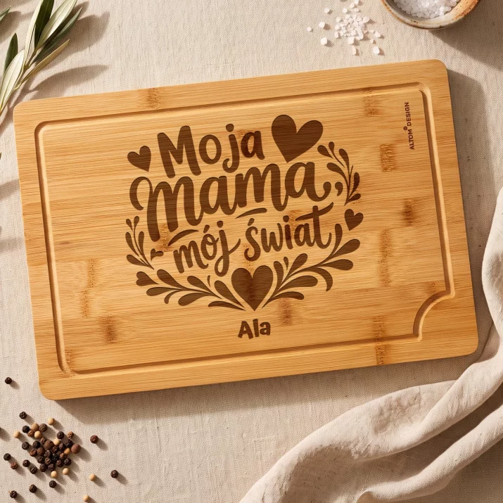 Deska Do Krojenia z Grawerem Dla Mamy Prezent Na Dzień Mamy Dla Kobiety: Moja Mama, Mój Świat Deska Do Krojenia z Grawerem Dla Mamy Prezent Na Dzień Mamy Dla Kobiety: Moja Mama, Mój Świat