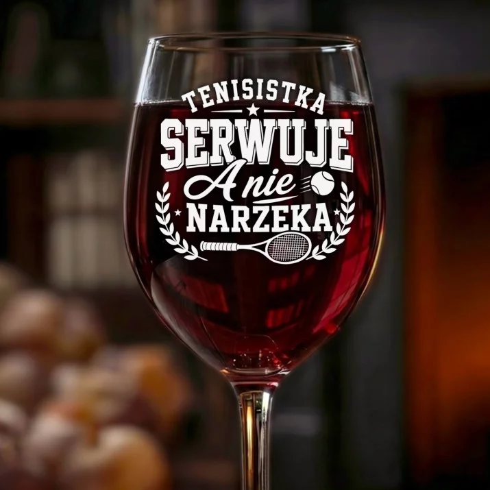 Kieliszek Do Wina Dla Tenisistki Prezent Dla Kobiety: Tenisistka Serwuje Kieliszek Do Wina Dla Tenisistki Prezent Dla Kobiety: Tenisistka Serwuje