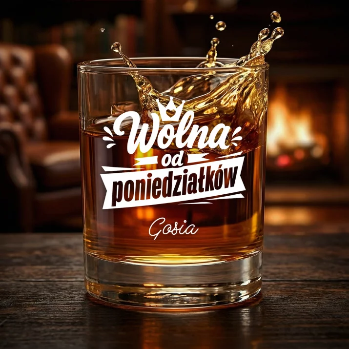 Szklanki Do Whisky z Grawerem Na Odejście Z Pracy Prezent Dla Kobiety: Wolna Od Poniedziałków Szklanki Do Whisky z Grawerem Na Odejście Z Pracy Prezent Dla Kobiety: Wolna Od Poniedziałków