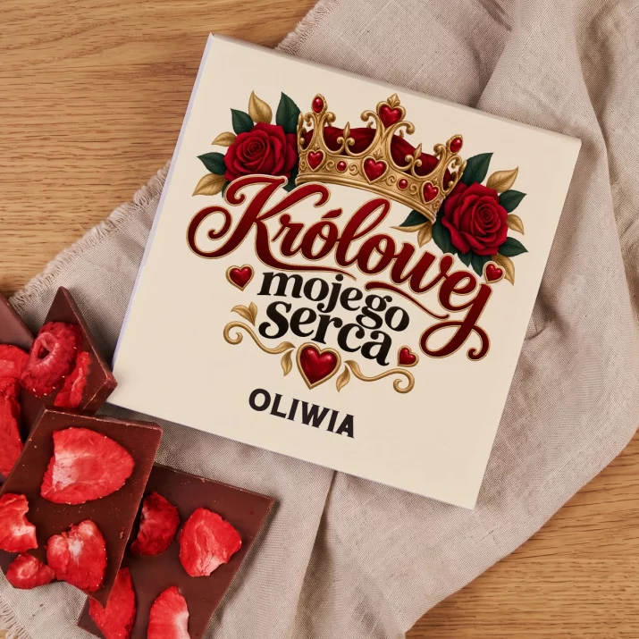 Czekolada z Truskawkami Na Urodziny Prezent Dla Kobiety: Królowej Mojego Serca Czekolada z Truskawkami Na Urodziny Prezent Dla Kobiety: Królowej Mojego Serca