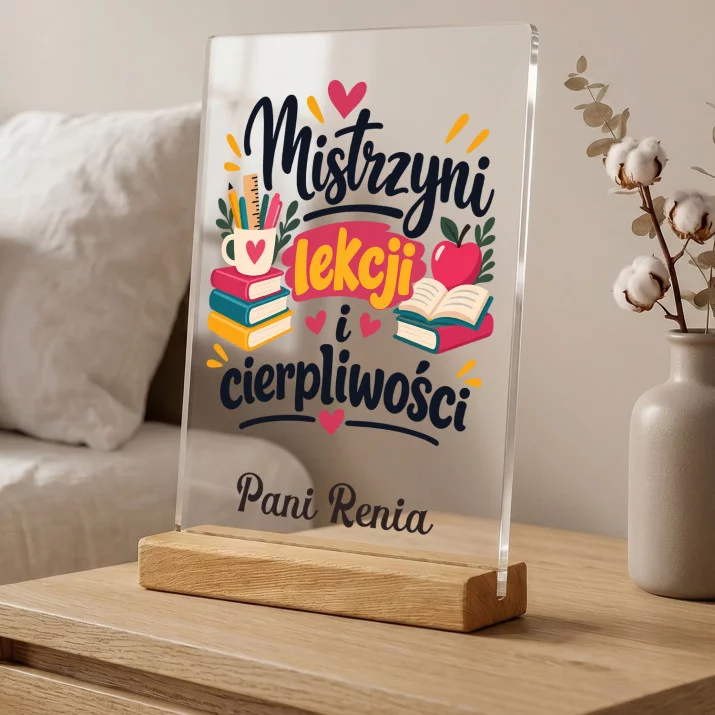 Druk Na Szkle Dla Pani Nauczycielki Prezent Na Dzień Nauczyciela Dla Kobiety: Mistrzyni Lekcji I