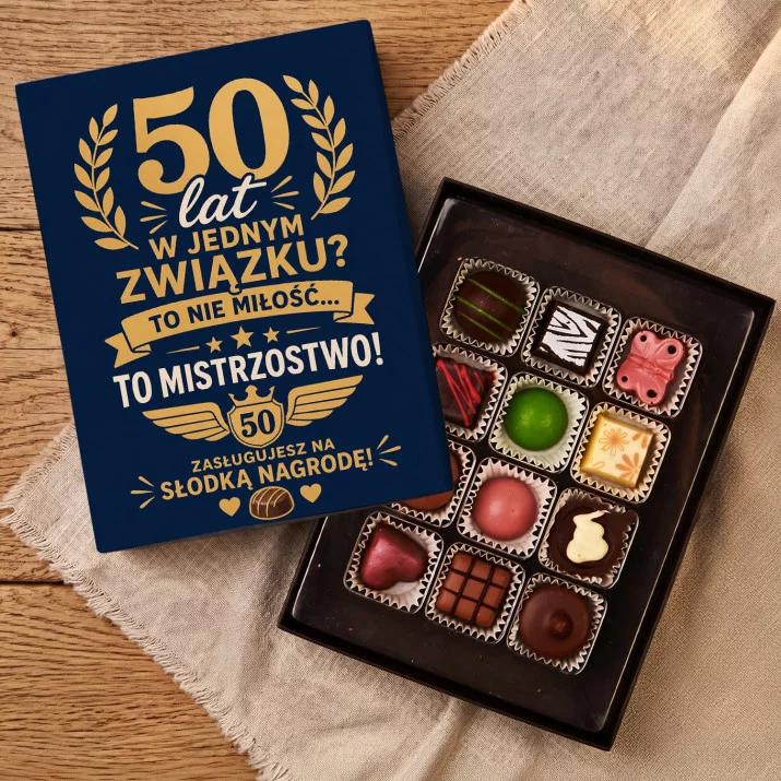 Czekoladki Na 50 Rocznicę Ślubu Prezent Dla Mężczyzny: Złote 50 Mistrzostwo Czekoladki Na 50 Rocznicę Ślubu Prezent Dla Mężczyzny: Złote 50 Mistrzostwo