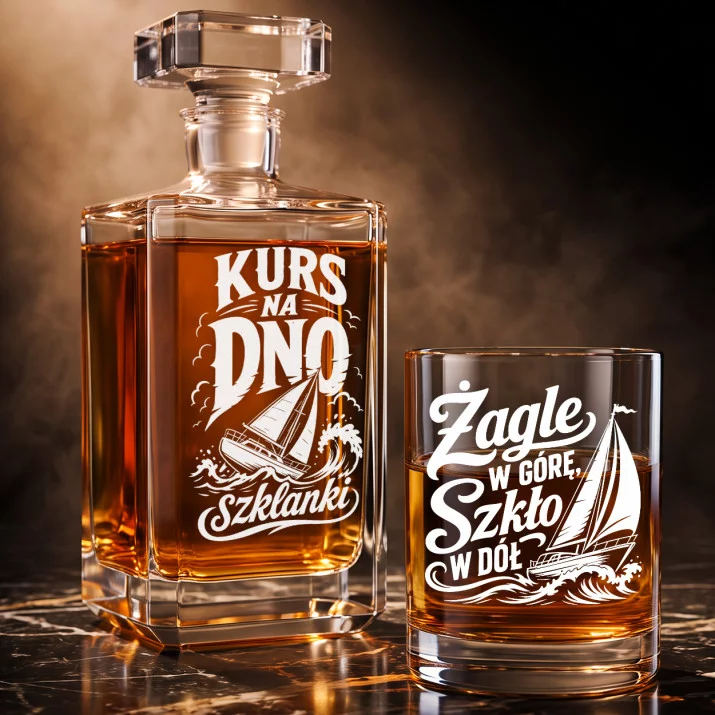 Zestaw Do Whisky Dla Żeglarza Prezent Dla Mężczyzny: Kurs Na Dno Szklanki Zestaw Do Whisky Dla Żeglarza Prezent Dla Mężczyzny: Kurs Na Dno Szklanki