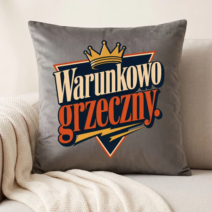 Poduszka Dekoracyjna Na Mikołajki Prezent Dla Mężczyzny: Warunkowo Grzeczny. Poduszka Dekoracyjna Na Mikołajki Prezent Dla Mężczyzny: Warunkowo Grzeczny.