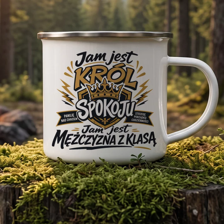 Kubek Emaliowany Dla Niego Prezent Na Walentynki Dla Mężczyzny: Korona Spokoju Kubek Emaliowany Dla Niego Prezent Na Walentynki Dla Mężczyzny: Korona Spokoju