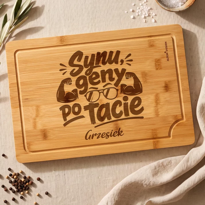 Deska Do Krojenia z Grawerem Dla Syna Prezent Dla Mężczyzny: Synu, Geny Po Tacie