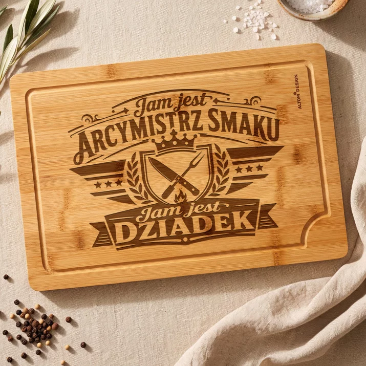 Deska Do Krojenia Dla Dziadka Prezent Na Dzień Dziadka Dla Mężczyzny: Herb Arcymistrza Smaku Deska Do Krojenia Dla Dziadka Prezent Na Dzień Dziadka Dla Mężczyzny: Herb Arcymistrza Smaku