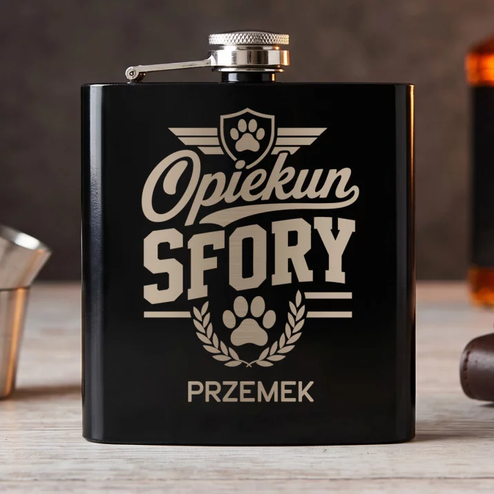 Piersiówka Z Grawerem Dla Psiarza Prezent Dla Mężczyzny: Opiekun Sfory Piersiówka Z Grawerem Dla Psiarza Prezent Dla Mężczyzny: Opiekun Sfory