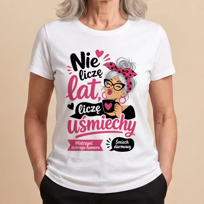Koszulka Damska Biała Dla Starszej Kobiety Prezent Dla Kobiety: Dojrzały Humor