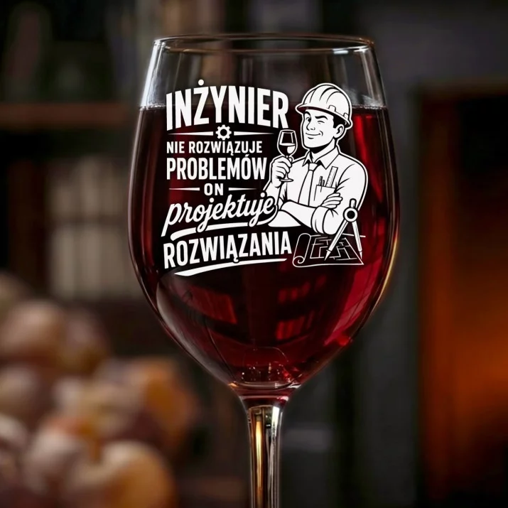 Kieliszek Do Wina Dla Inżyniera Prezent Dla Mężczyzny: Inżynier Projektuje