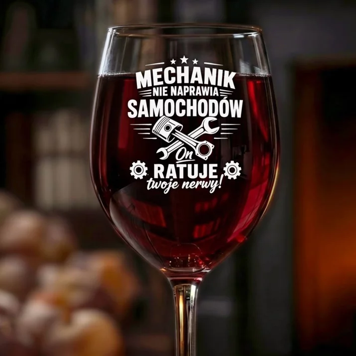 Kieliszek Do Wina Dla Mechanika Samochodowego Prezent Dla Mężczyzny: Mechanik Ratuje Nerwy Kieliszek Do Wina Dla Mechanika Samochodowego Prezent Dla Mężczyzny: Mechanik Ratuje Nerwy