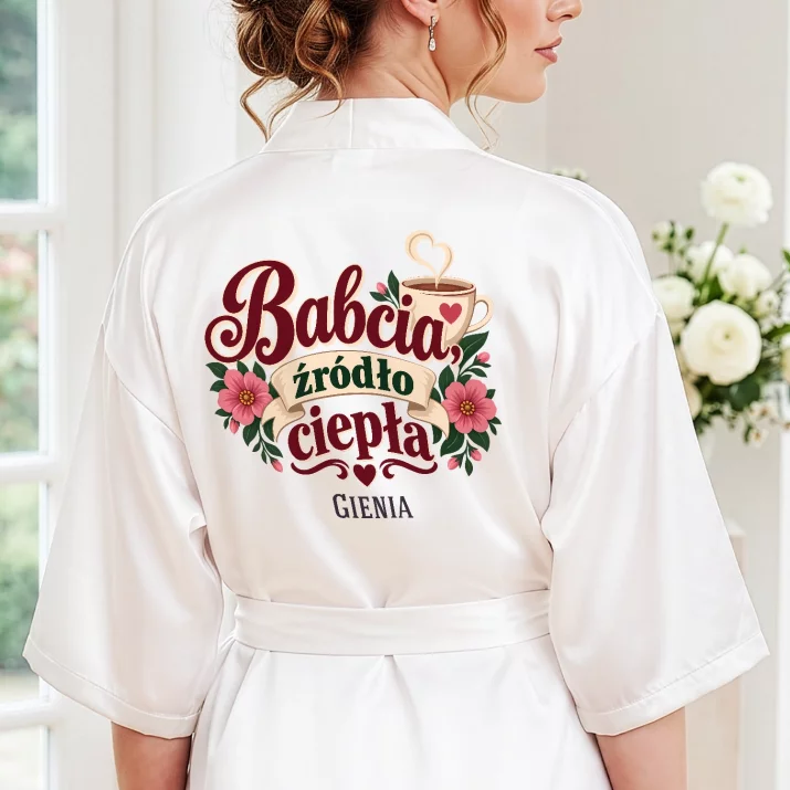 Szlafrok Satynowy Na Dzień Babci Prezent Dla Babci Kobiety: Babcia, Źródło Ciepła Szlafrok Satynowy Na Dzień Babci Prezent Dla Babci Kobiety: Babcia, Źródło Ciepła