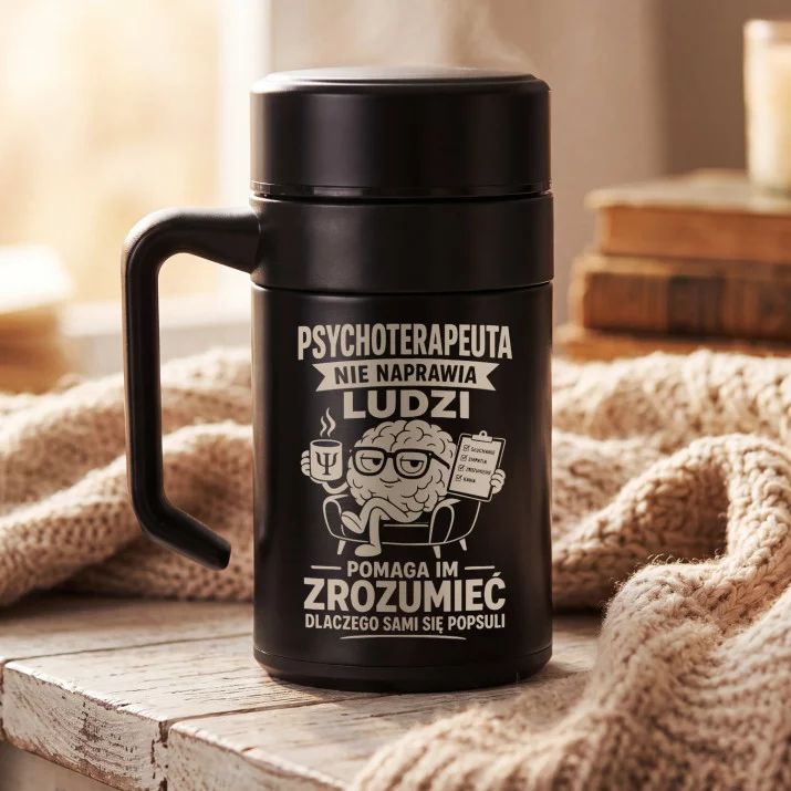 Kubek Termiczny Z Grawerem Dla Psychoterapeuty Prezent Dla Mężczyzny: Psychoterapeuta Zrozumieć