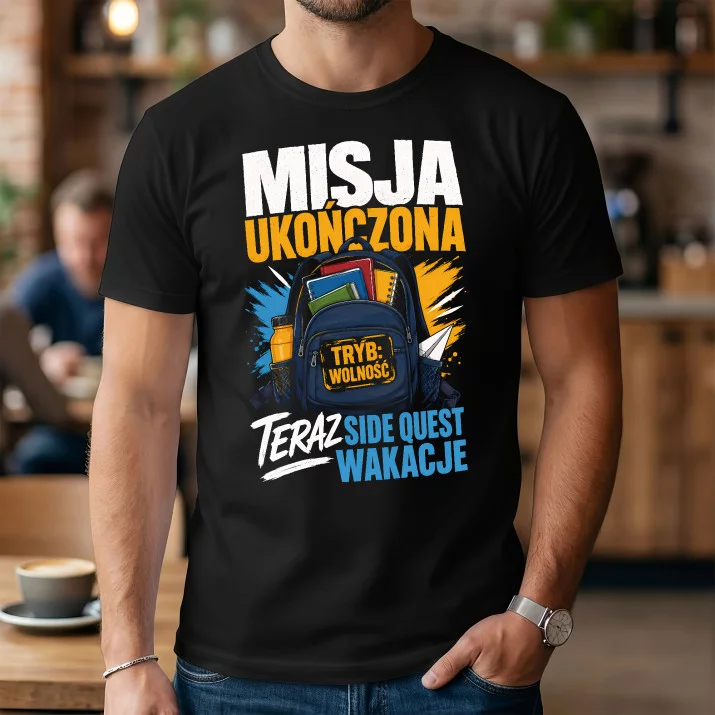 Koszulka Męska Na Zakończenie Roku Prezent Dla Mężczyzny: Side Quest Wakacje