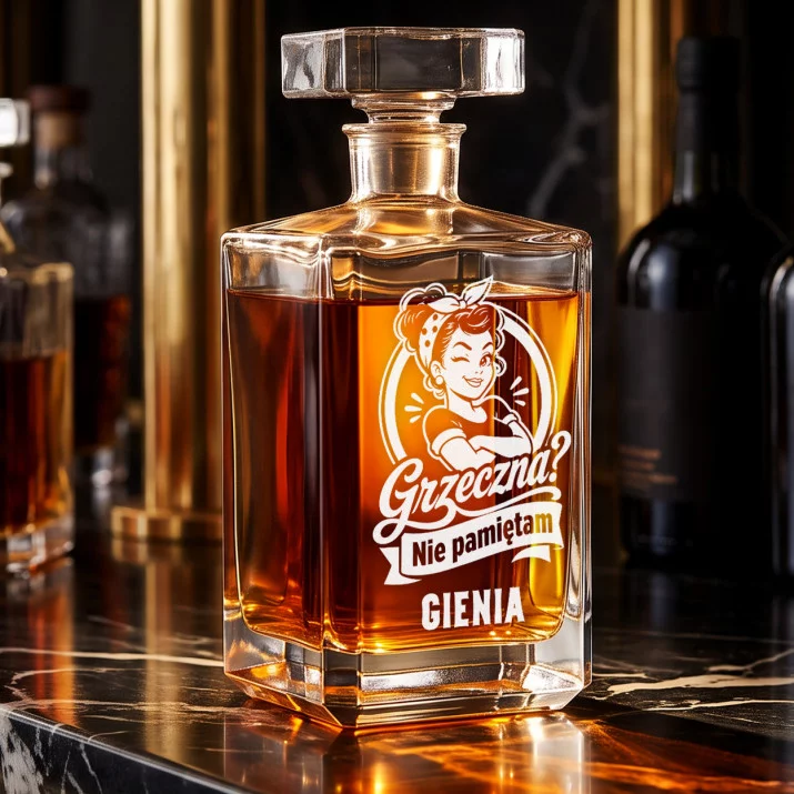 Karafka Do Whisky z Grawerem Na Mikołajki Prezent Dla Kobiety: Grzeczna? Nie Pamiętam