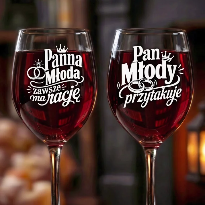 Dwa Kieliszki Do Wina Dla Nowożeńców Prezent Na Ślub Dla Pary: Toast Młodej Pary Dwa Kieliszki Do Wina Dla Nowożeńców Prezent Na Ślub Dla Pary: Toast Młodej Pary