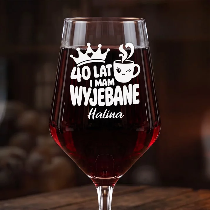 Mega Kieliszek Do Wina z Grawerem Na 40 Lat Prezent Dla 40 Latki Kobiety: 40 Lat I Wyjebane Mega Kieliszek Do Wina z Grawerem Na 40 Lat Prezent Dla 40 Latki Kobiety: 40 Lat I Wyjebane