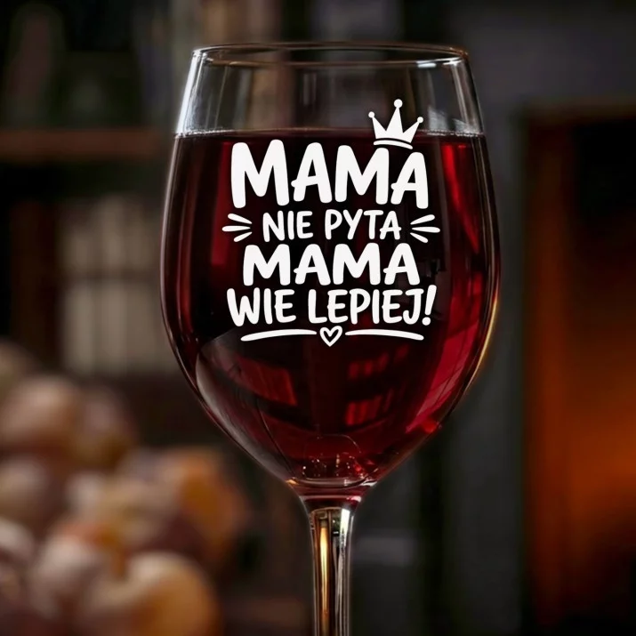 Kieliszek Do Wina Na Dzień Mamy Prezent Dla Mamy Kobiety: Mama Wie Lepiej Grawer