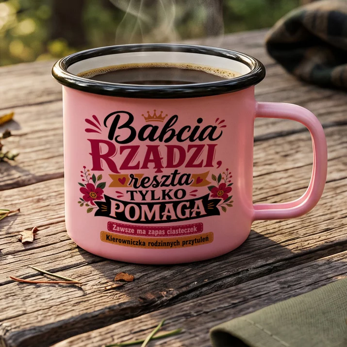 Kubek Emaliowany Dla Babci Prezent Na Dzień Babci Dla Kobiety: Babcia Z Humorem