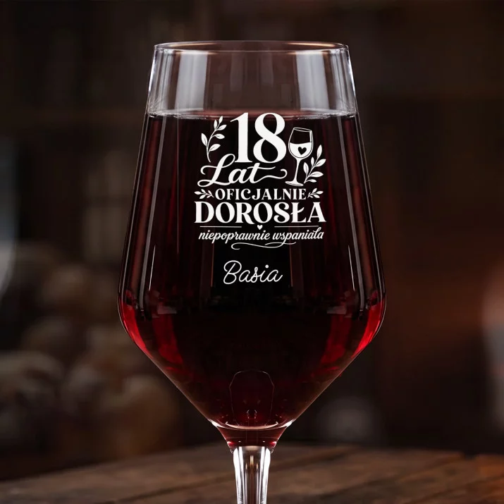 Mega Kieliszek Do Wina z Grawerem Na 18 Prezent Dla Kobiety: 18 Lat Oficjalnie Dorosła