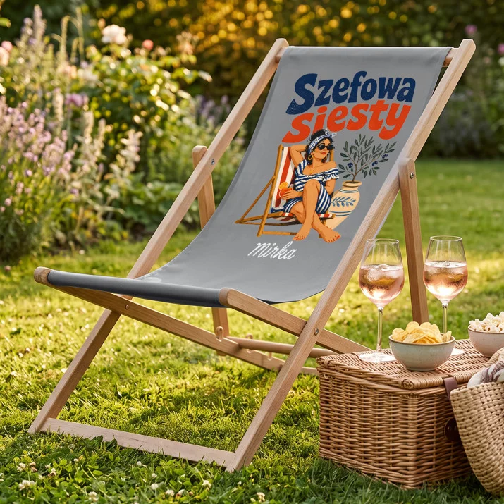Leżak Z Nadrukiem Na Rocznicę Prezent Na Walentynki Dla Kobiety: Szefowa Siesty Leżak Z Nadrukiem Na Rocznicę Prezent Na Walentynki Dla Kobiety: Szefowa Siesty