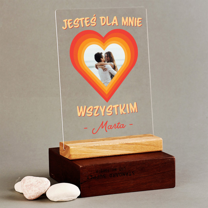 Jesteś dla mnie wszystkim - Wydruk na szkle akrylowym z podstawką