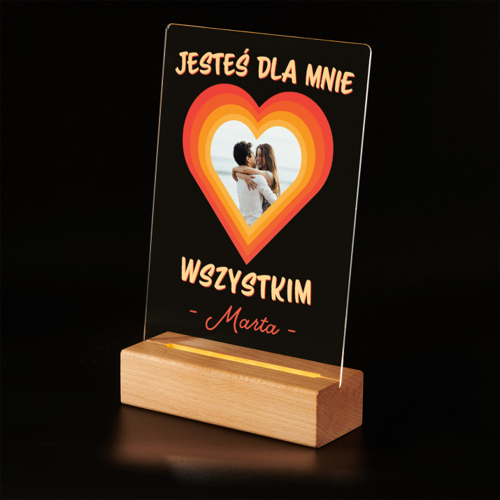 Jesteś dla mnie wszystkim - Wydruk na szkle akrylowym z podstawką led
