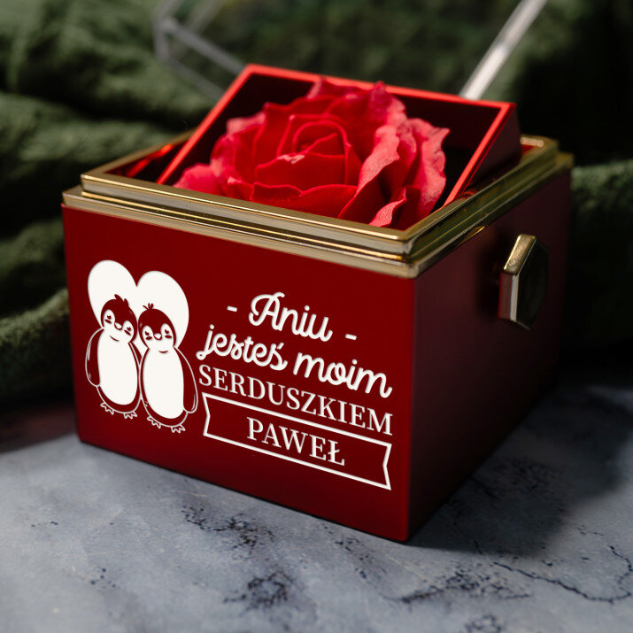 Jesteś moim serduszkiem - Pudełko z różą na biżuterię