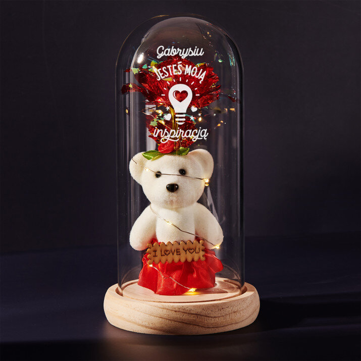 Jesteś moją inspiracją - Wieczna róża z misiem Jesteś moją inspiracją - Wieczna róża z misiem