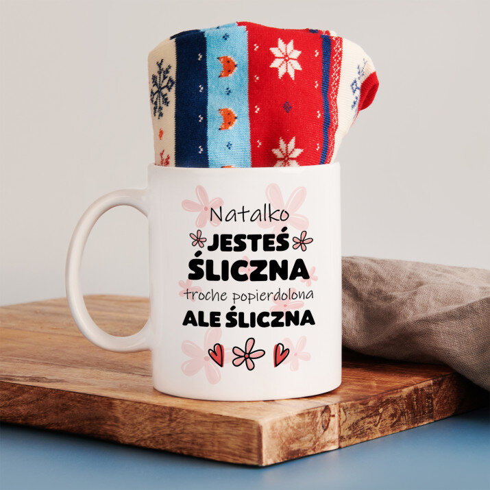 Jesteś śliczna - Zimowe skarpetki w kubku