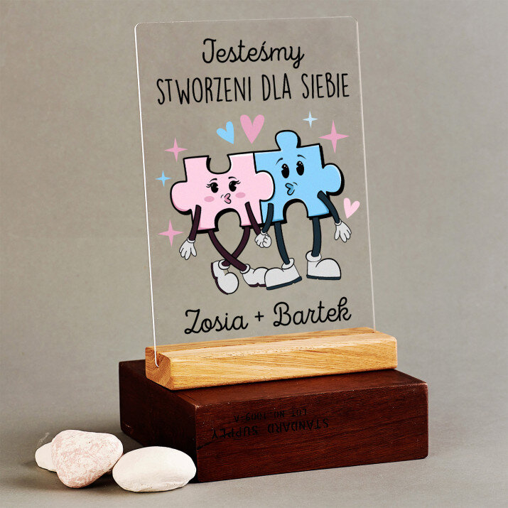  Jesteśmy stworzeni dla siebie- Wydruk na szkle akrylowym z podstawką