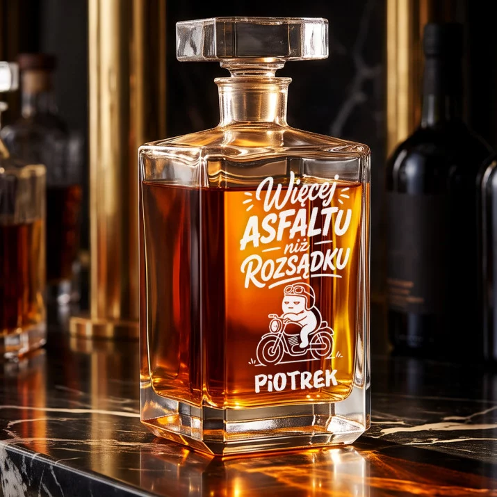 Karafka Do Whisky z Grawerem Dla Motocyklisty Prezent Dla Mężczyzny: Więcej Asfaltu Niż