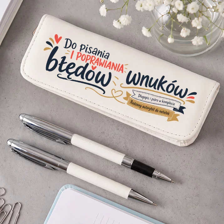 Zestaw Pióro i Długopis w Etui Dla Babci Prezent Na Dzień Babci Dla Kobiety: Serce Babci Retro