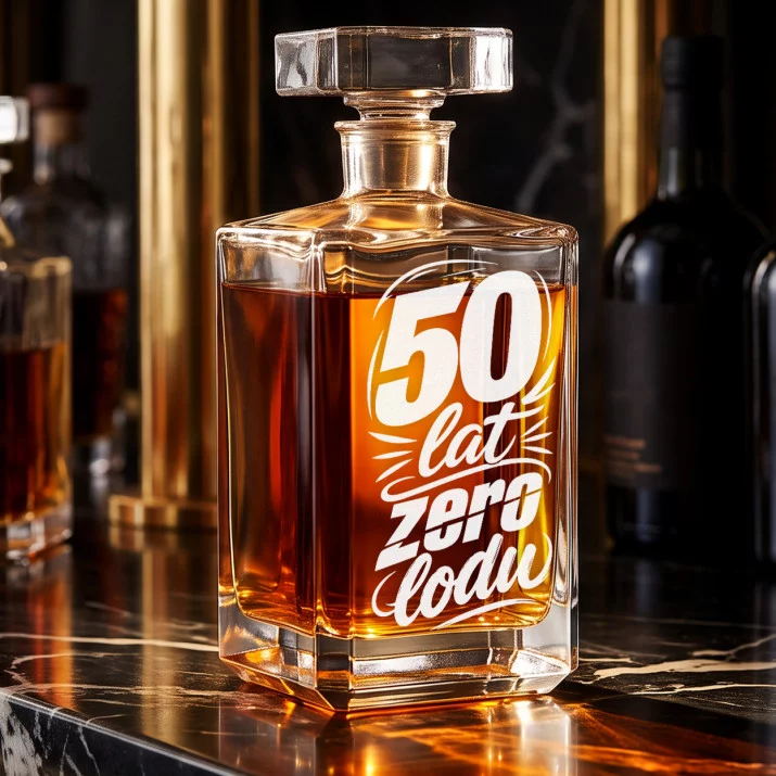 Karafka Do Whisky z Grawerem Na 50 Urodziny Prezent: 50 Lat Zero Lodu