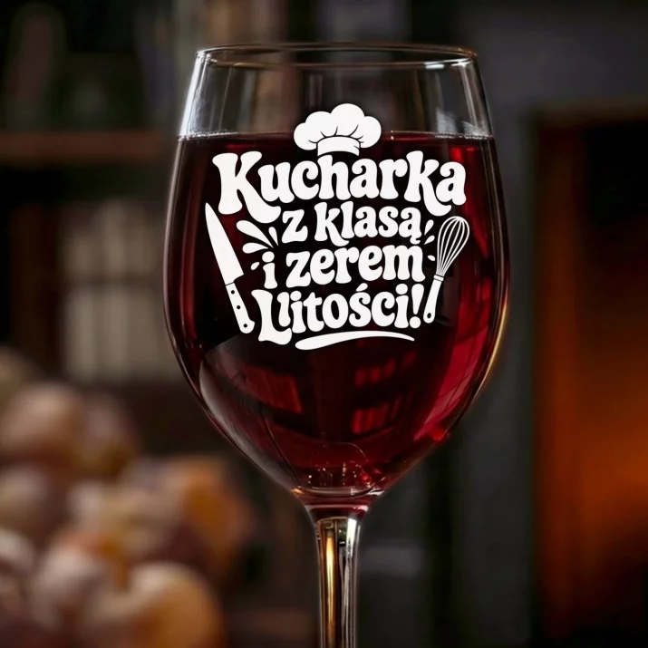 Kieliszek Do Wina Dla Kucharki Prezent Dla Kobiety: Kucharka Z Klasą Kieliszek Do Wina Dla Kucharki Prezent Dla Kobiety: Kucharka Z Klasą