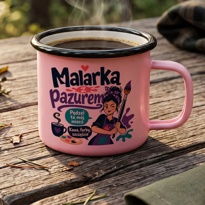 Kubek Emaliowany Dla Malarki Prezent Dla Kobiety: Malarska Dusza Kubek Emaliowany Dla Malarki Prezent Dla Kobiety: Malarska Dusza