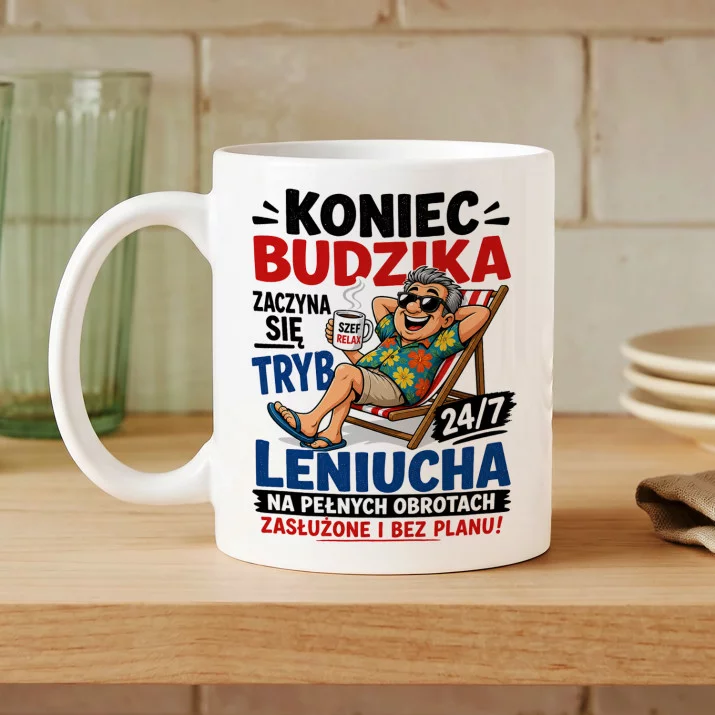 Kubek Z Nadrukiem Na Odejście Na Emeryturę Prezent Dla Emeryta Mężczyzny: Wakacyjny Relaks Kubek Z Nadrukiem Na Odejście Na Emeryturę Prezent Dla Emeryta Mężczyzny: Wakacyjny Relaks
